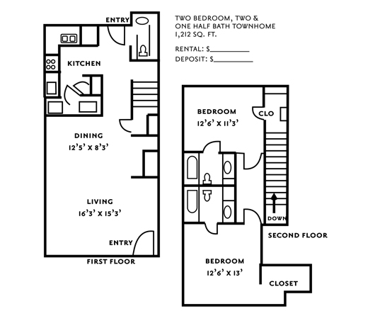 Plan H 1,212 Sq. Ft. 7979 Westheimer Apartments